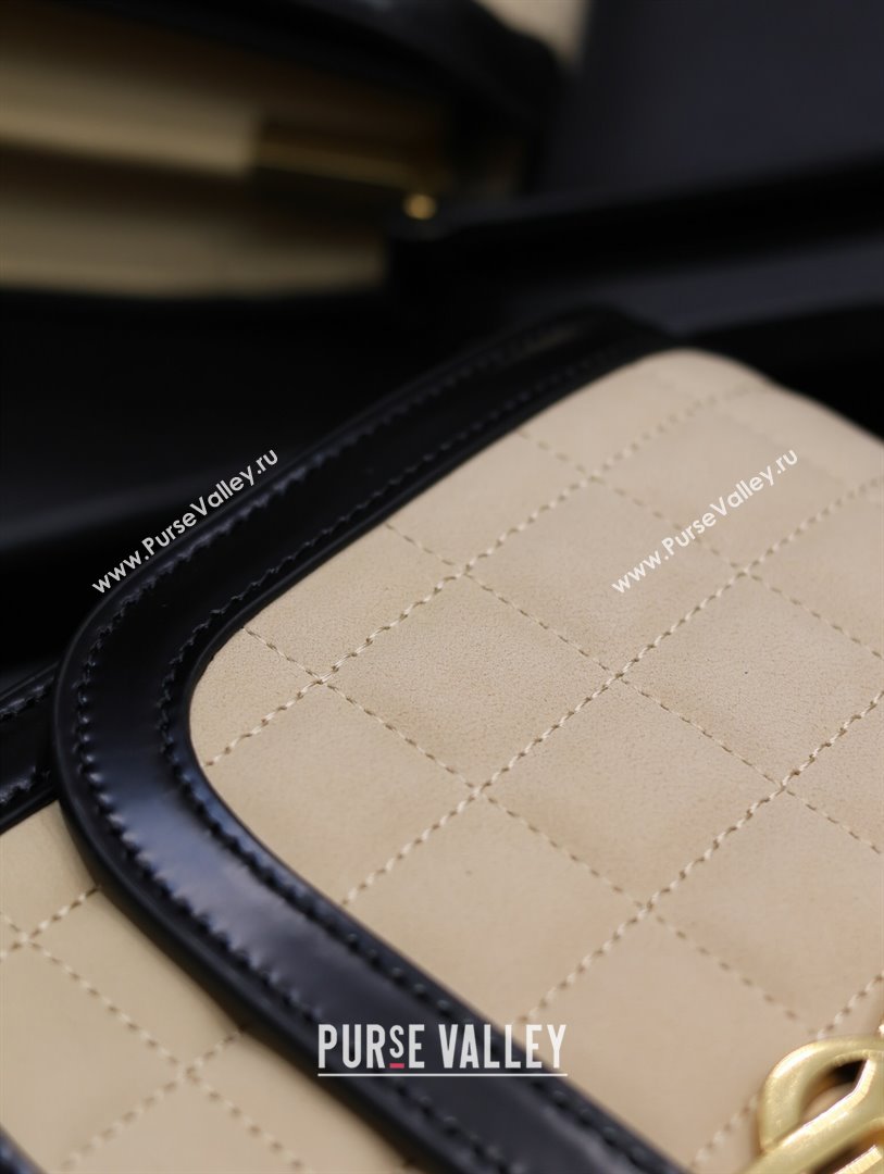 Saint Laurent Solferino Medium Bag in Quilted Nubuck Suede and Brushed Leather 635025 Beige 2024 (MHUI-241533)