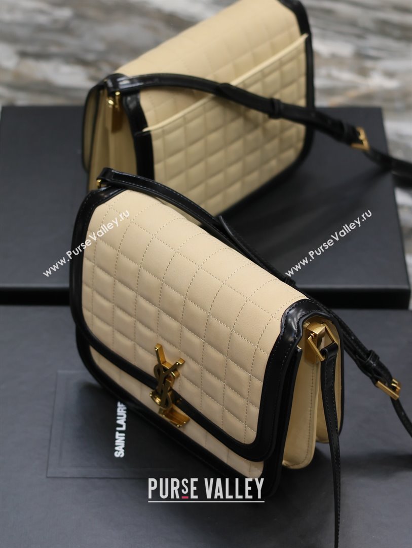 Saint Laurent Solferino Medium Bag in Quilted Nubuck Suede and Brushed Leather 635025 Beige 2024 (MHUI-241533)