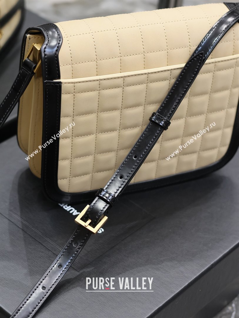 Saint Laurent Solferino Medium Bag in Quilted Nubuck Suede and Brushed Leather 635025 Beige 2024 (MHUI-241533)