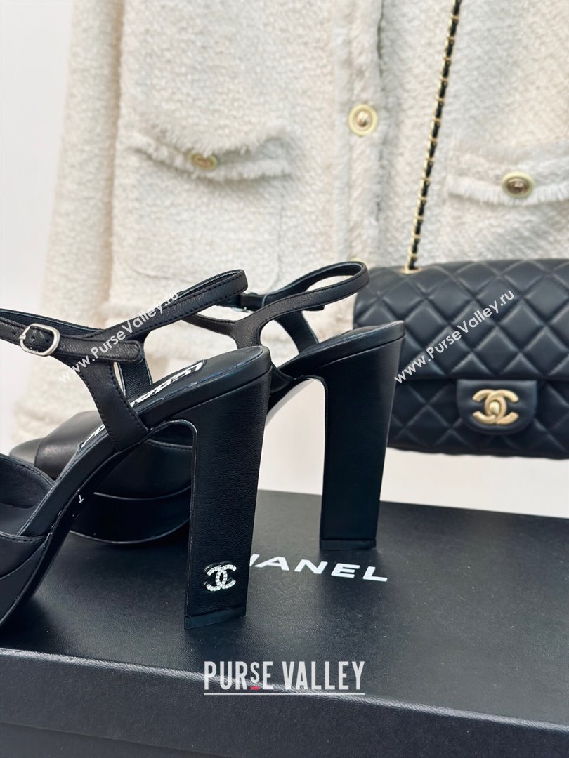 Chanel Lambskin Platform Sandals with 12cm Heel Black 2024 (MD-24042213)