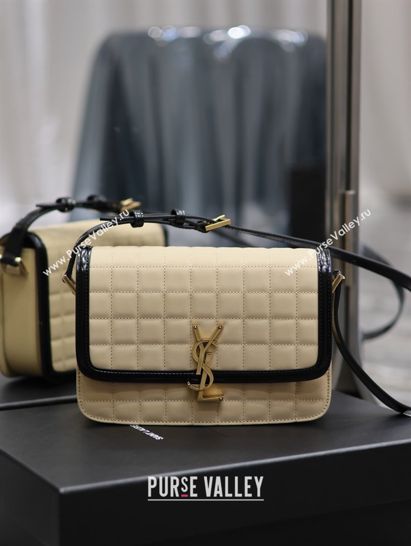 Saint Laurent Solferino Medium Bag in Quilted Nubuck Suede and Brushed Leather 634305 Beige 2024 (MHUI-241536)