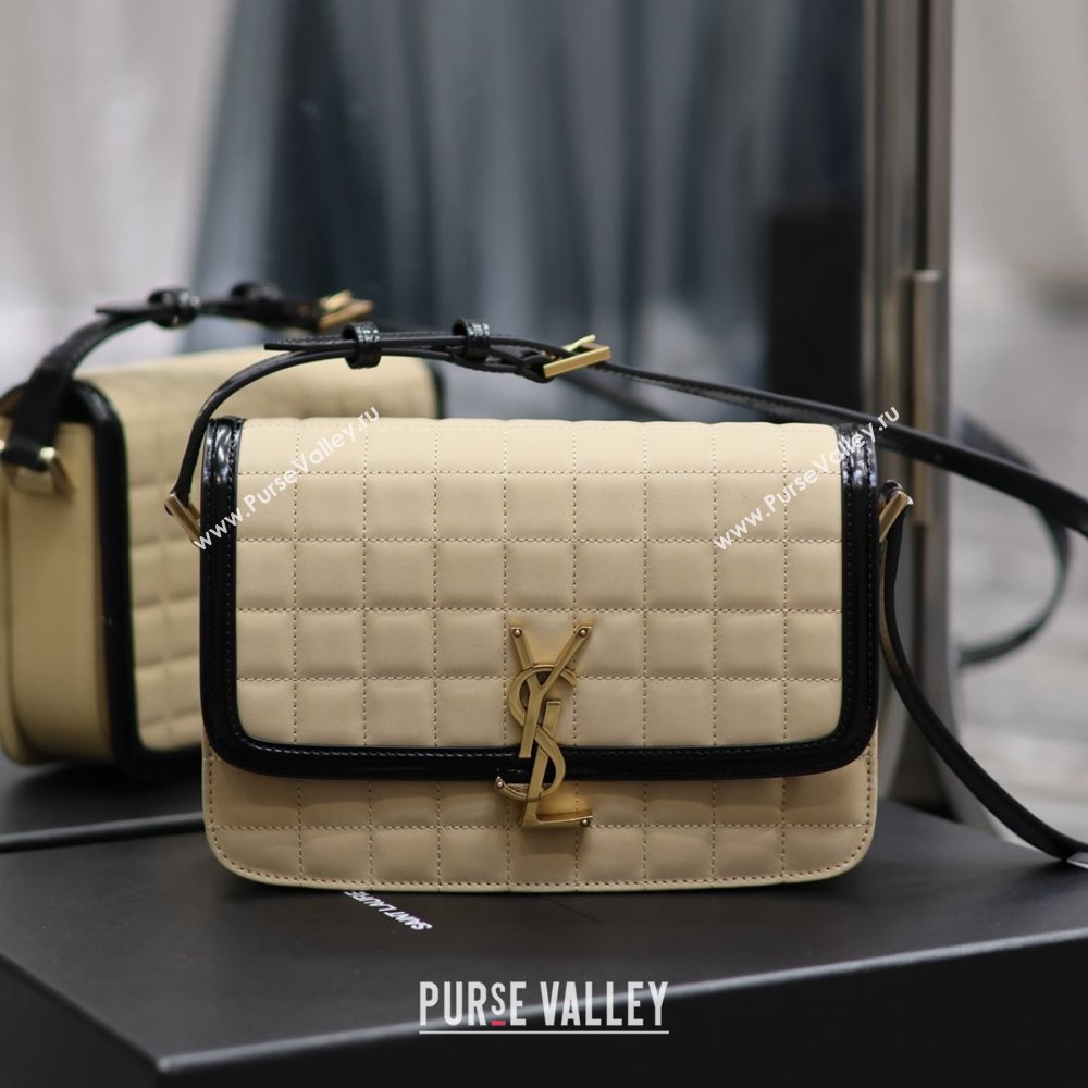 Saint Laurent Solferino Medium Bag in Quilted Nubuck Suede and Brushed Leather 634305 Beige 2024 (MHUI-241536)