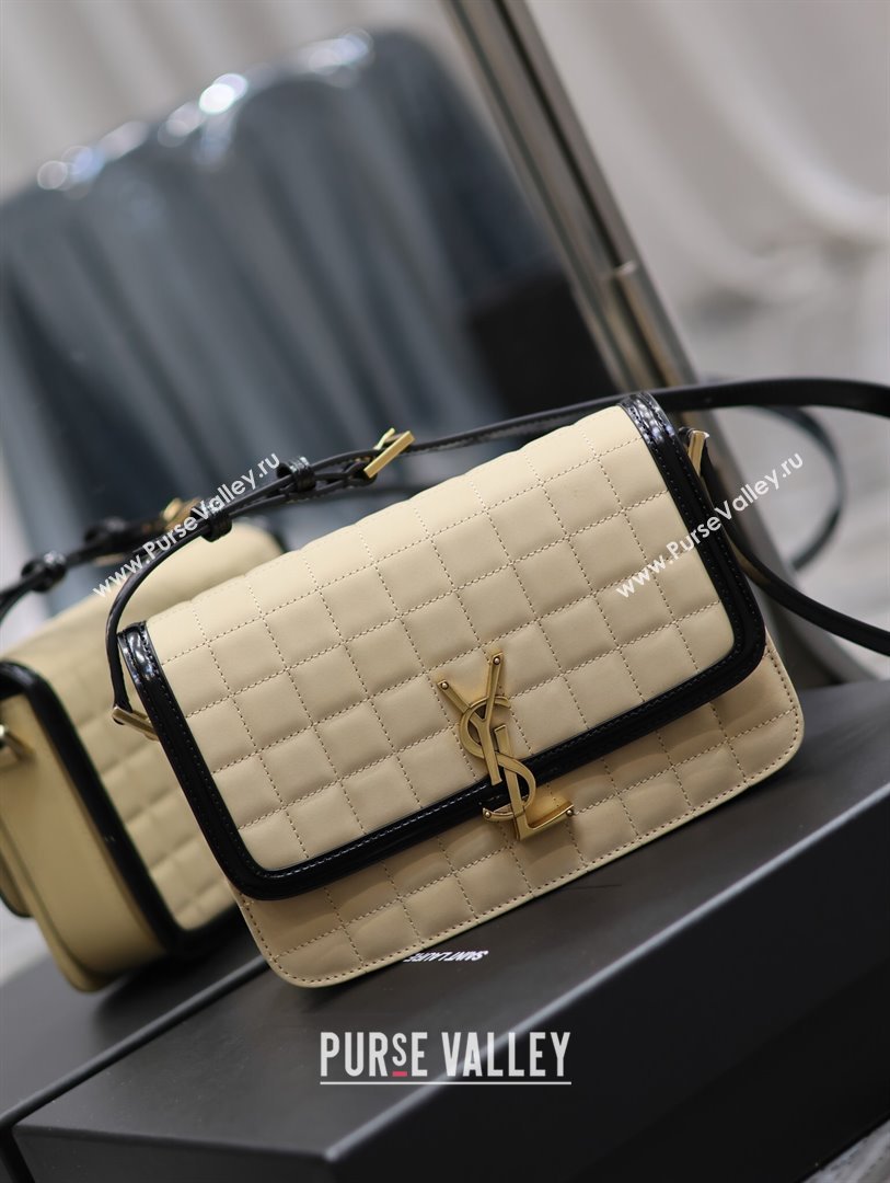 Saint Laurent Solferino Medium Bag in Quilted Nubuck Suede and Brushed Leather 634305 Beige 2024 (MHUI-241536)