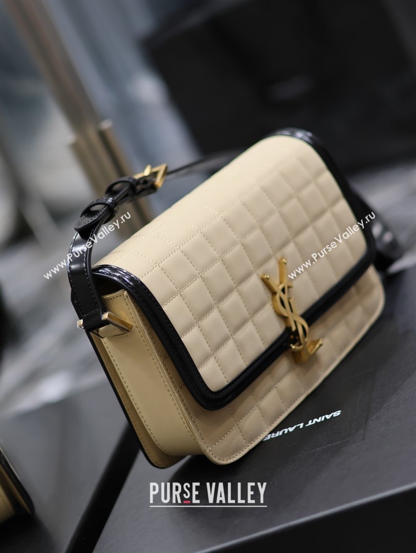 Saint Laurent Solferino Medium Bag in Quilted Nubuck Suede and Brushed Leather 634305 Beige 2024 (MHUI-241536)