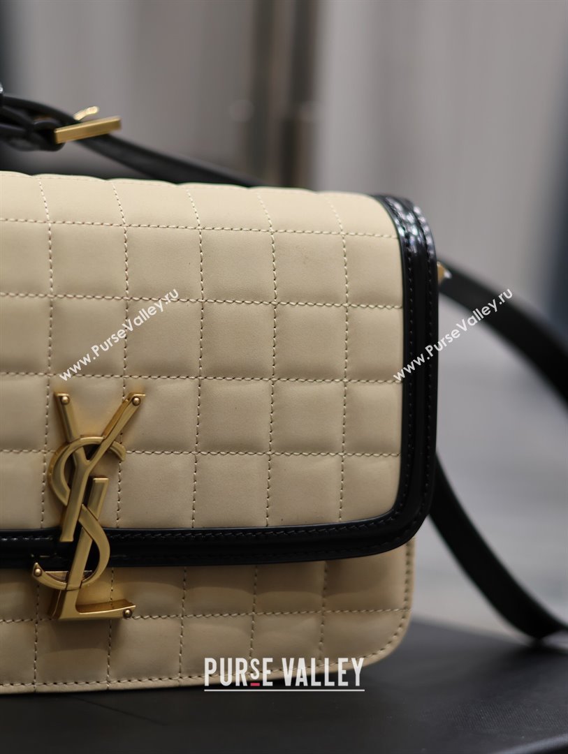 Saint Laurent Solferino Medium Bag in Quilted Nubuck Suede and Brushed Leather 634305 Beige 2024 (MHUI-241536)