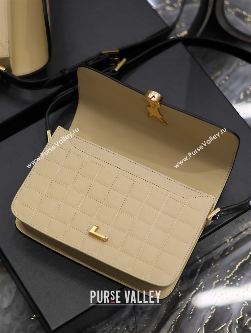 Saint Laurent Solferino Medium Bag in Quilted Nubuck Suede and Brushed Leather 634305 Beige 2024 (MHUI-241536)