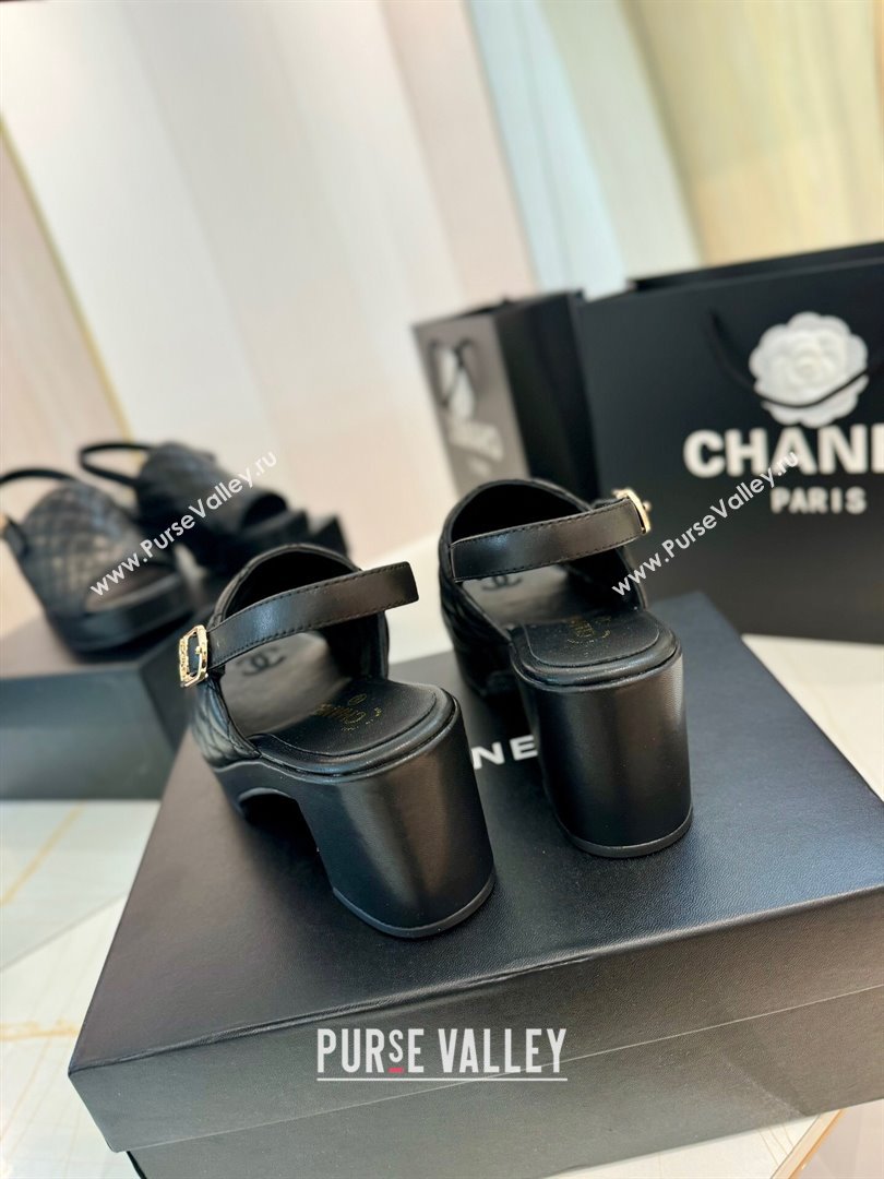 Chanel Lambskin Platform Sandals G45567 Black 2024 (MD-24042214)