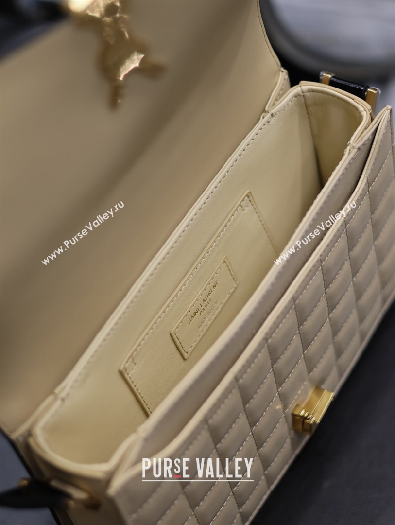 Saint Laurent Solferino Medium Bag in Quilted Nubuck Suede and Brushed Leather 634305 Beige 2024 (MHUI-241536)