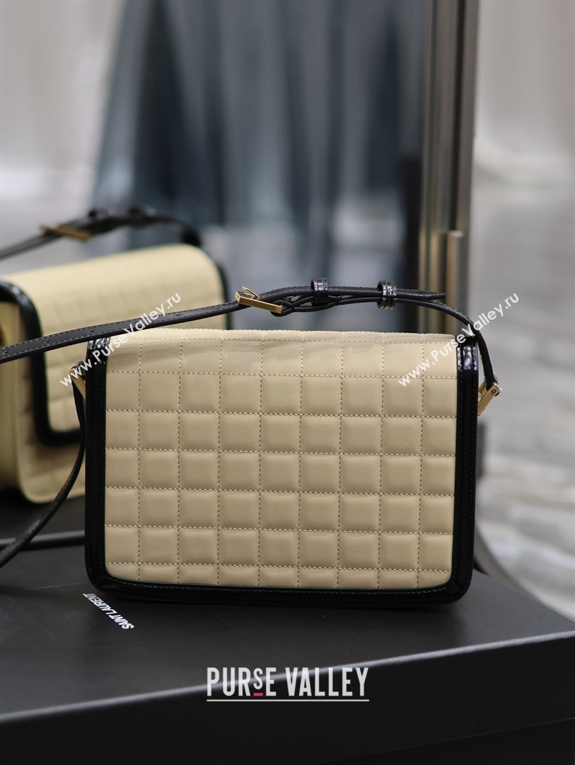 Saint Laurent Solferino Medium Bag in Quilted Nubuck Suede and Brushed Leather 634305 Beige 2024 (MHUI-241536)