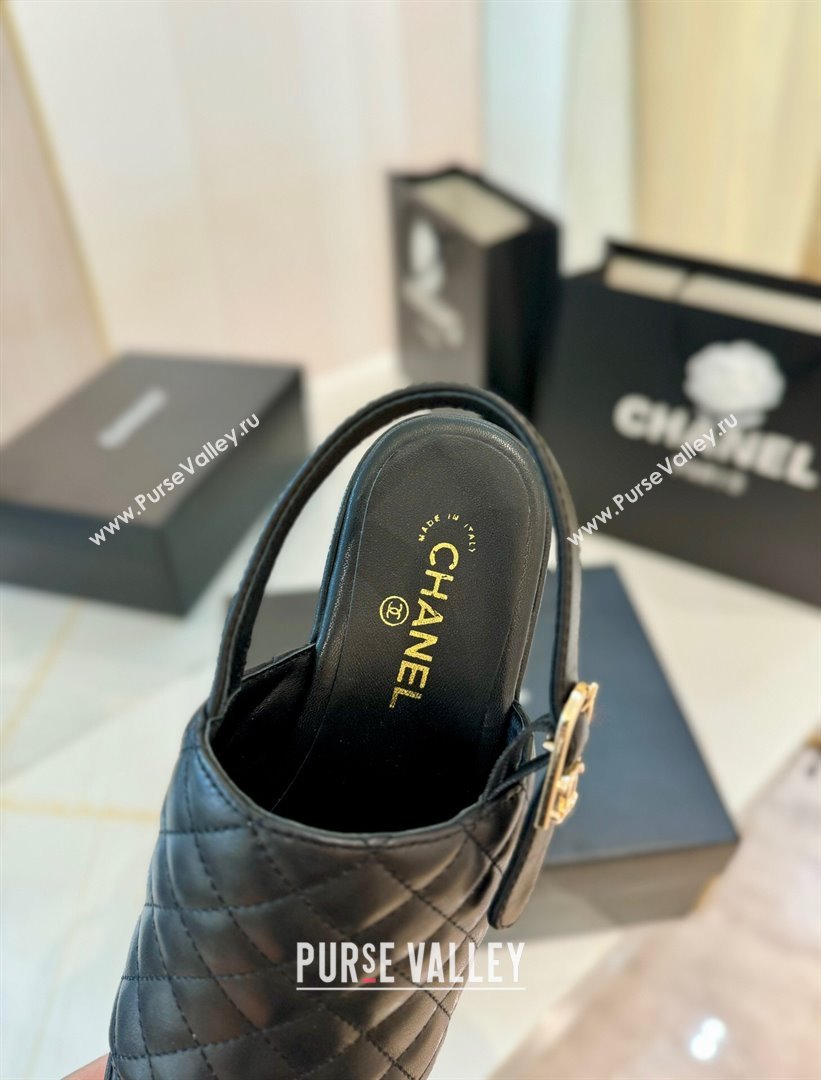 Chanel Lambskin Platform Sandals G45567 Black 2024 (MD-24042214)