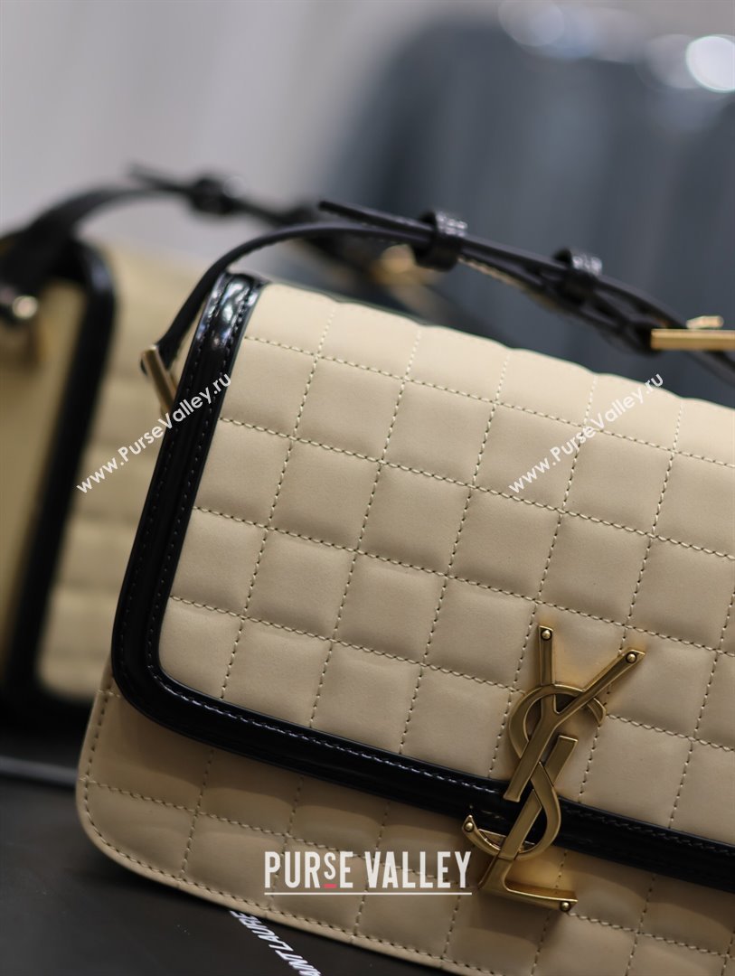 Saint Laurent Solferino Medium Bag in Quilted Nubuck Suede and Brushed Leather 634305 Beige 2024 (MHUI-241536)