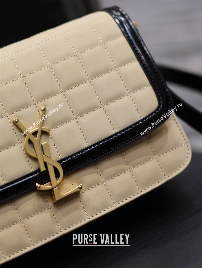 Saint Laurent Solferino Medium Bag in Quilted Nubuck Suede and Brushed Leather 634305 Beige 2024 (MHUI-241536)