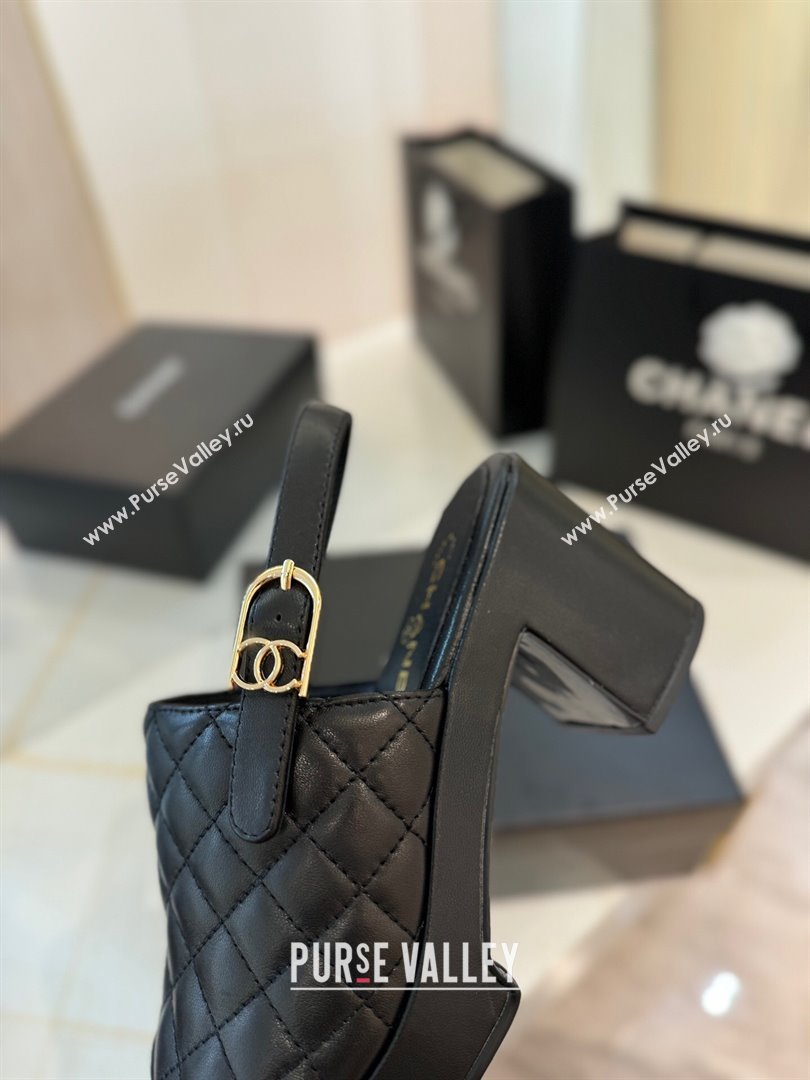 Chanel Lambskin Platform Sandals G45567 Black 2024 (MD-24042214)