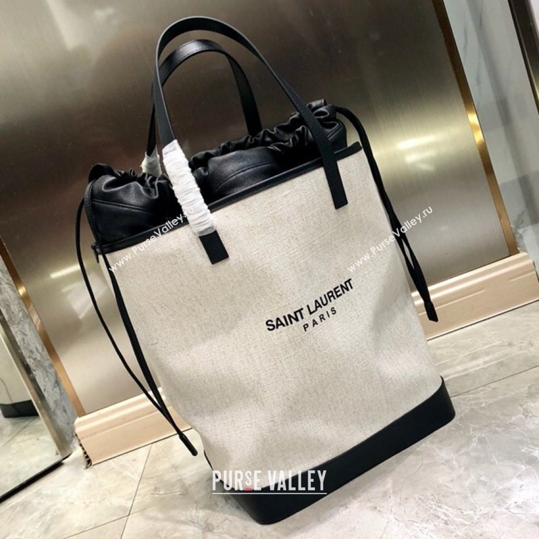 Saint Laurent Teddy Linen Cotton Bucket Bag White 2021 8805 (YIDA-21091020)