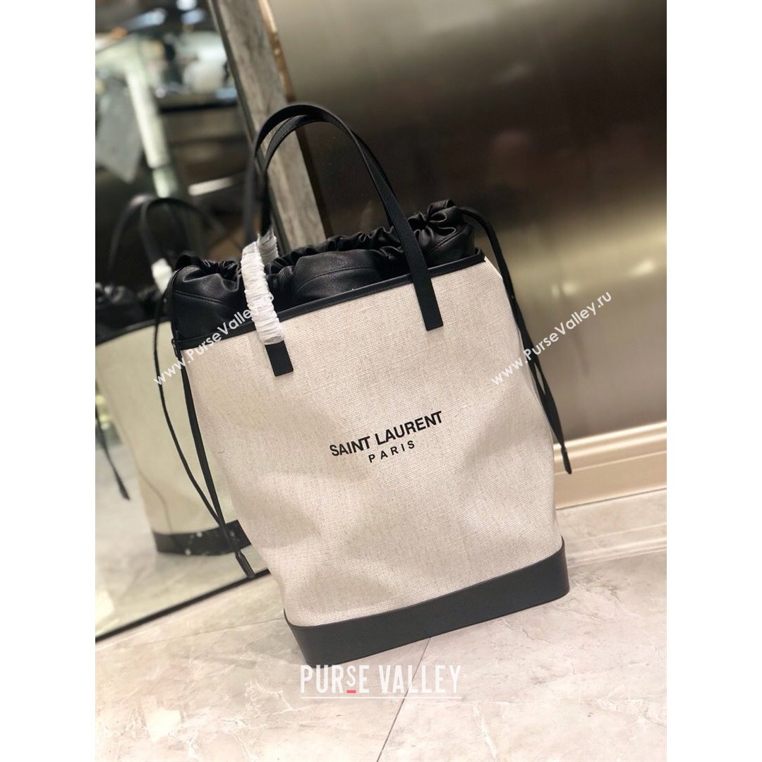 Saint Laurent Teddy Linen Cotton Bucket Bag White 2021 8805 (YIDA-21091020)