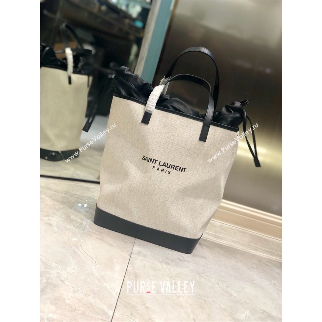 Saint Laurent Teddy Linen Cotton Bucket Bag White 2021 8805 (YIDA-21091020)