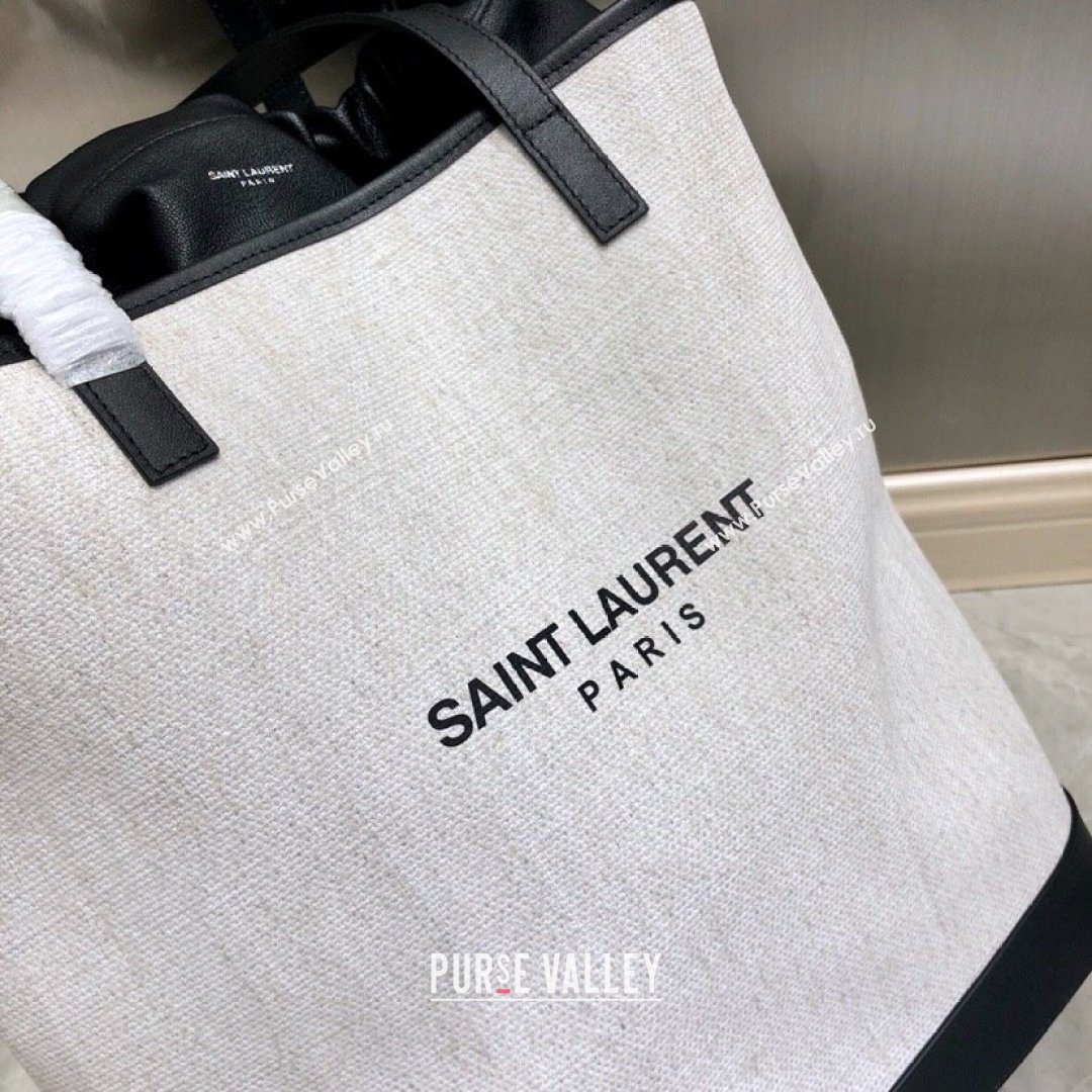 Saint Laurent Teddy Linen Cotton Bucket Bag White 2021 8805 (YIDA-21091020)