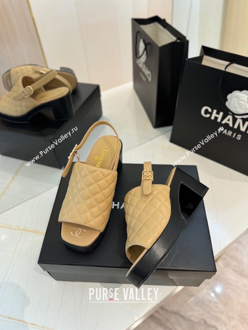 Chanel Lambskin Platform Sandals G45567 Apricot 2024 (MD-24042215)