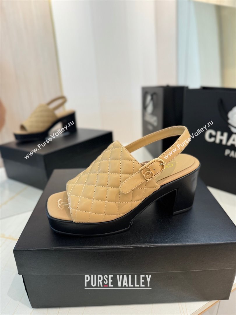 Chanel Lambskin Platform Sandals G45567 Apricot 2024 (MD-24042215)