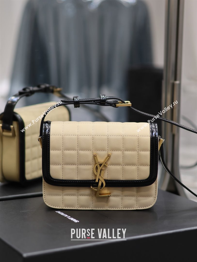 Saint Laurent Solferino Small Bag in Quilted Suede and Brushed Leather 634306 Beige 2024 (MHUI-241535)