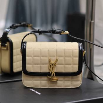 Saint Laurent Solferino Small Bag in Quilted Suede and Brushed Leather 634306 Beige 2024 (MHUI-241535)