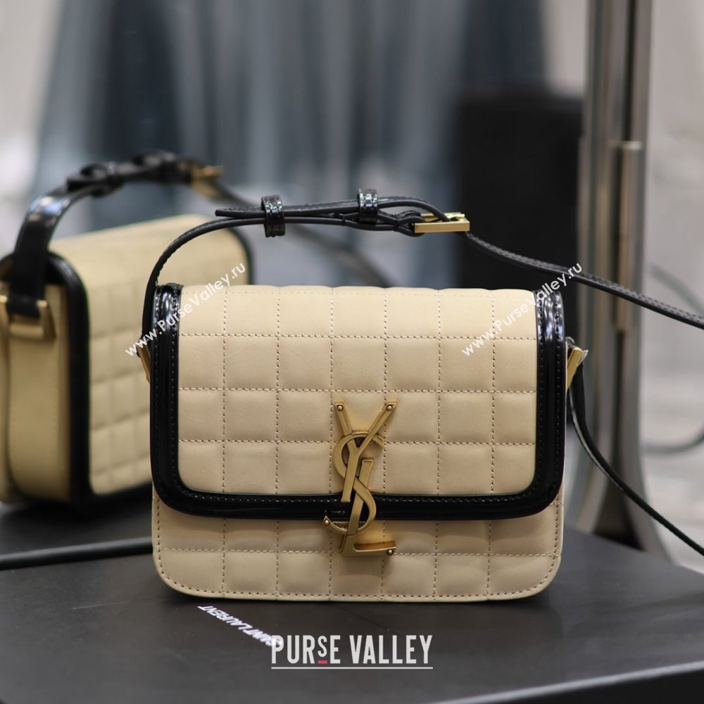 Saint Laurent Solferino Small Bag in Quilted Suede and Brushed Leather 634306 Beige 2024 (MHUI-241535)