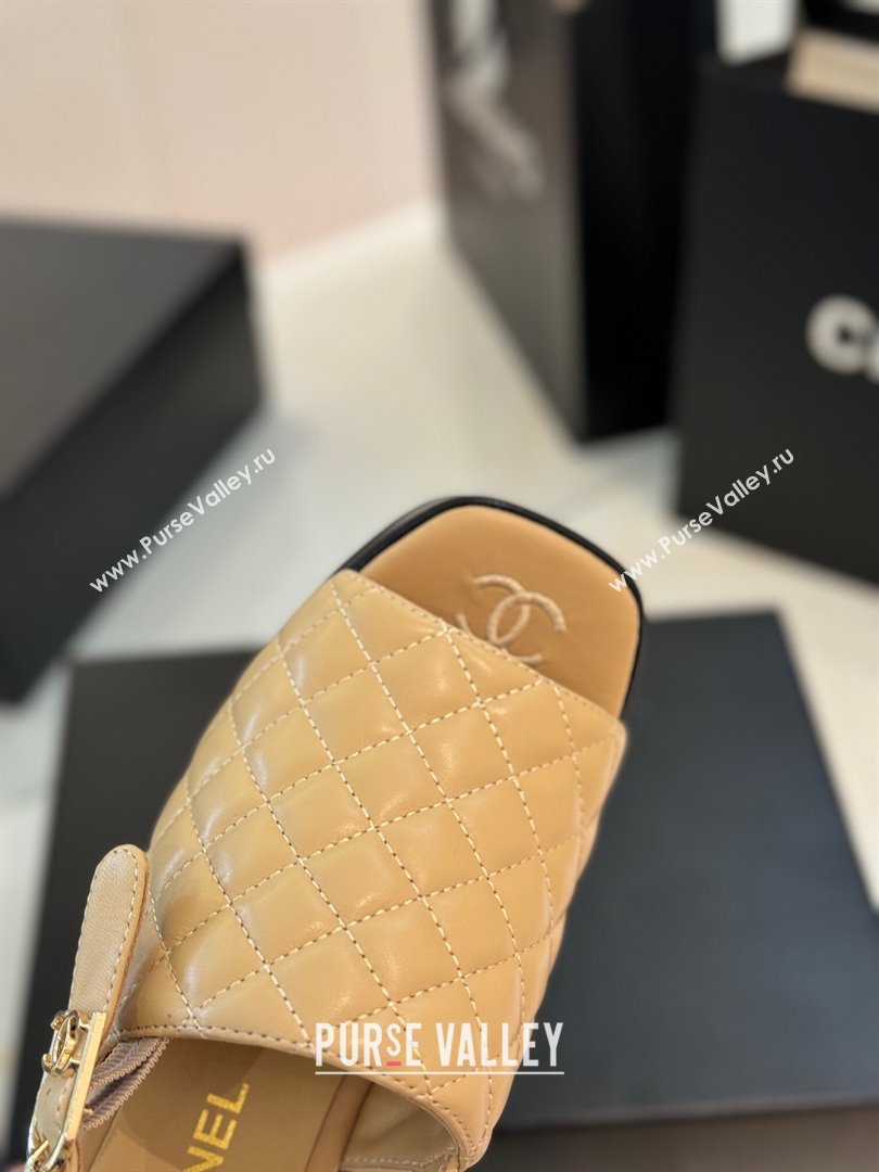 Chanel Lambskin Platform Sandals G45567 Apricot 2024 (MD-24042215)