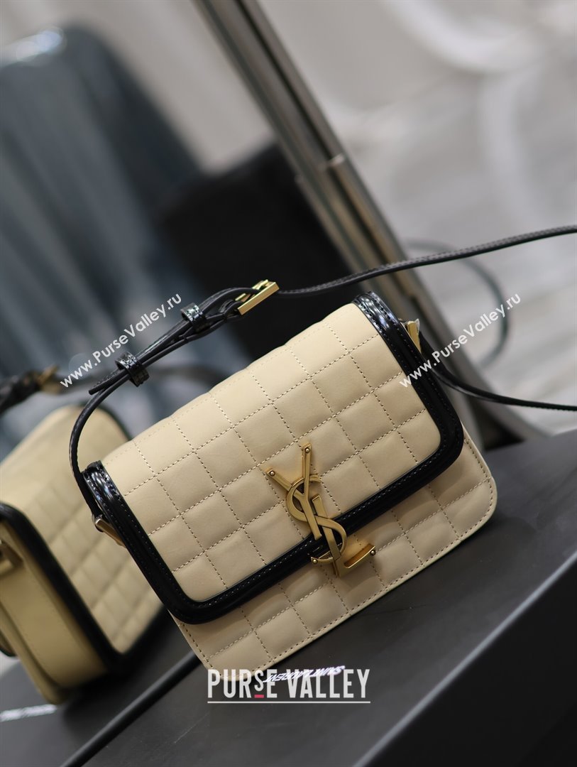 Saint Laurent Solferino Small Bag in Quilted Suede and Brushed Leather 634306 Beige 2024 (MHUI-241535)