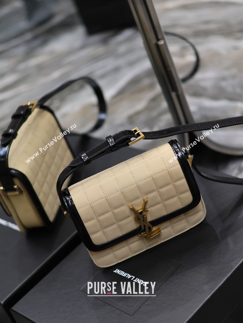 Saint Laurent Solferino Small Bag in Quilted Suede and Brushed Leather 634306 Beige 2024 (MHUI-241535)