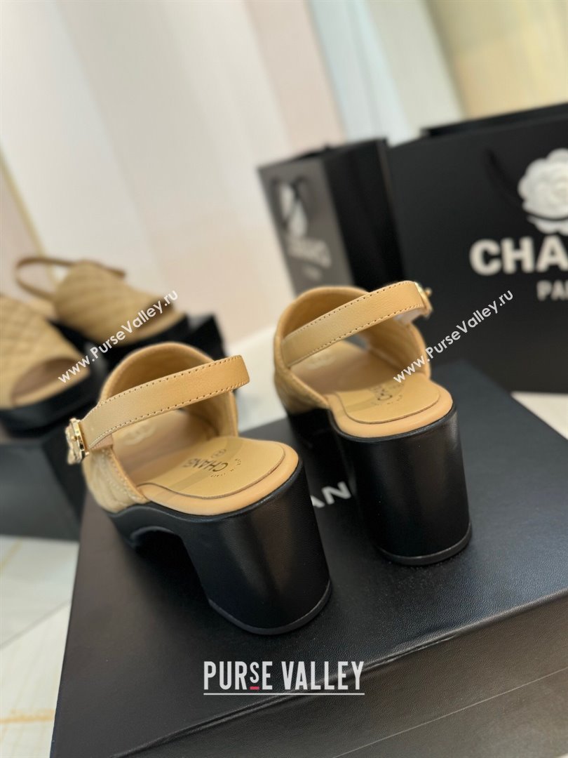 Chanel Lambskin Platform Sandals G45567 Apricot 2024 (MD-24042215)