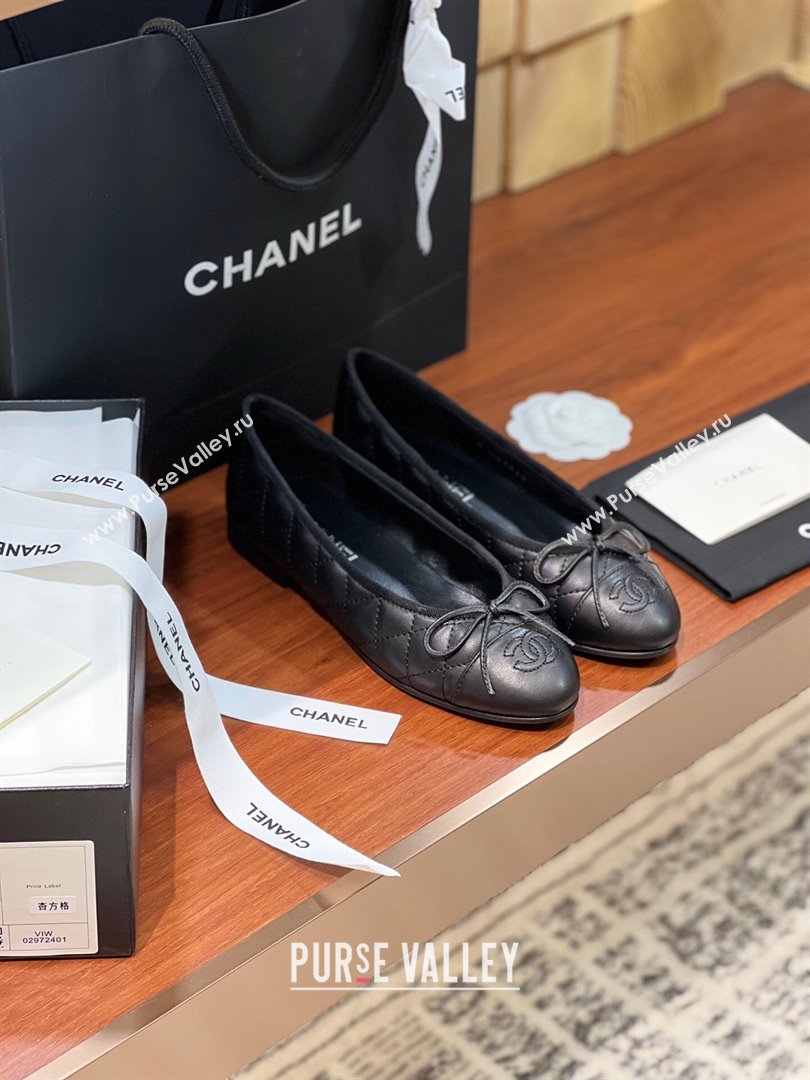 Chanel Quilted Lambskin Classic Ballerinas Black 2024 (KL-24120305)