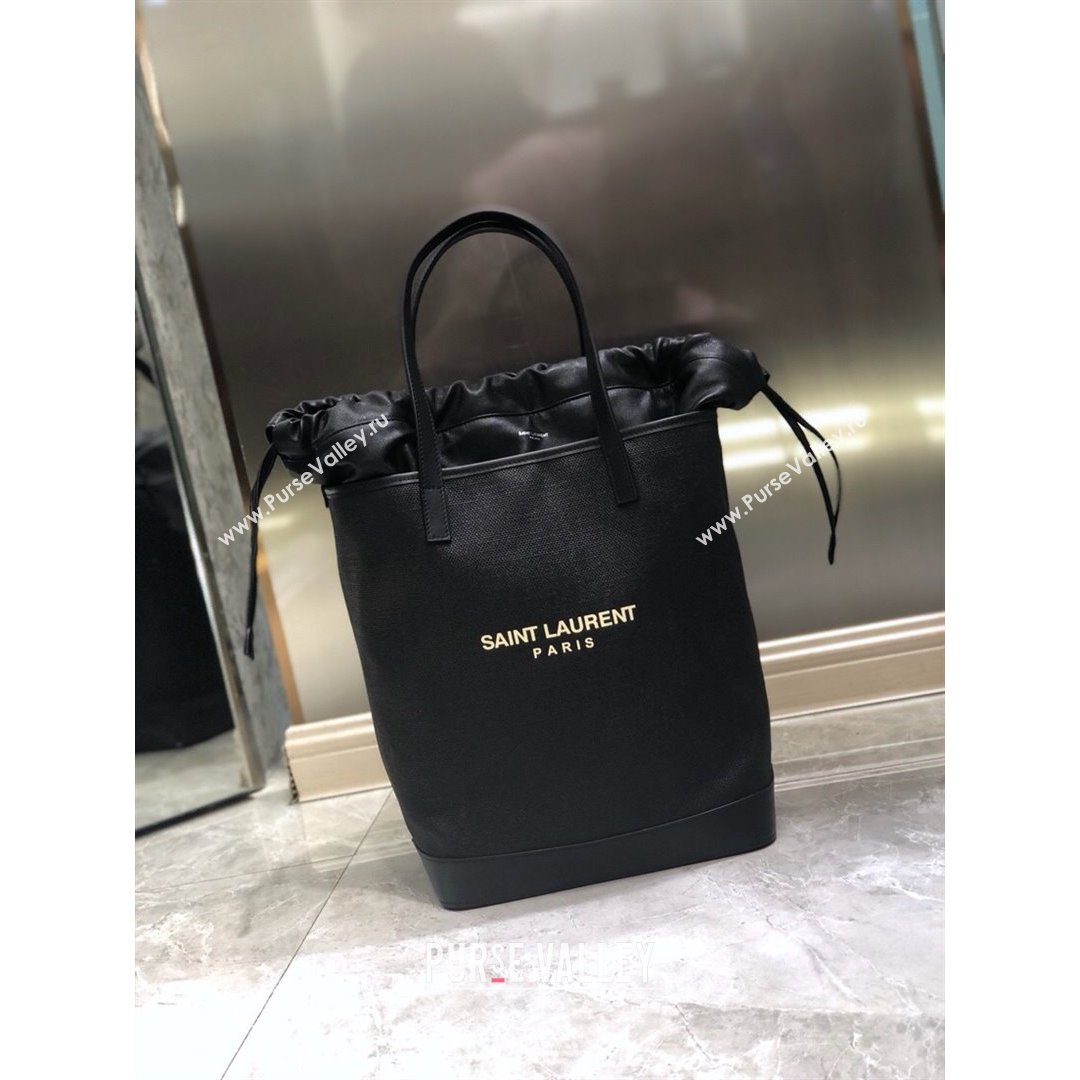 Saint Laurent Teddy Linen Cotton Bucket Bag Black 2021 8805 (YIDA-21091021)