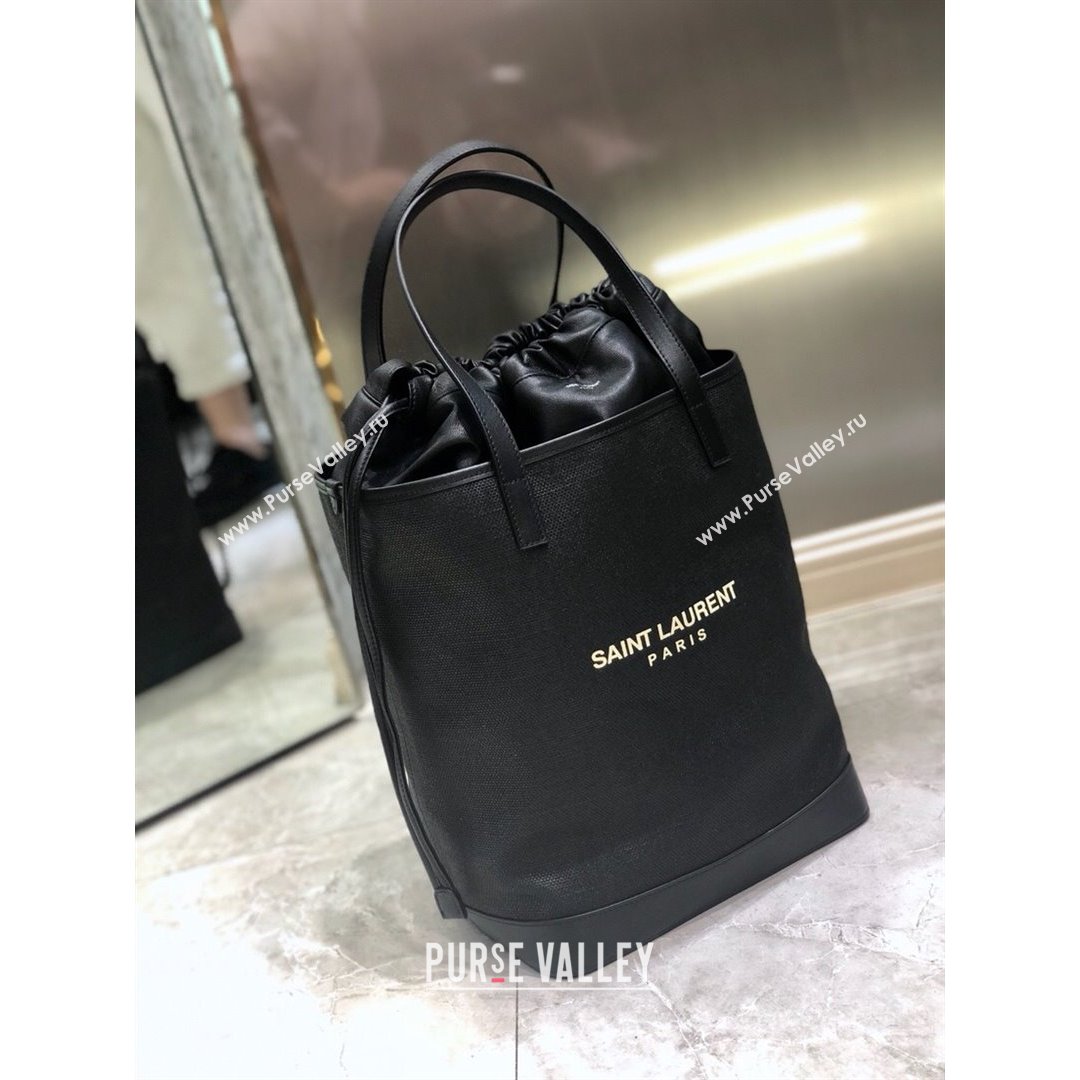 Saint Laurent Teddy Linen Cotton Bucket Bag Black 2021 8805 (YIDA-21091021)