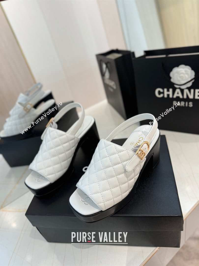 Chanel Lambskin Platform Sandals G45567 White 2024 (MD-24042216)