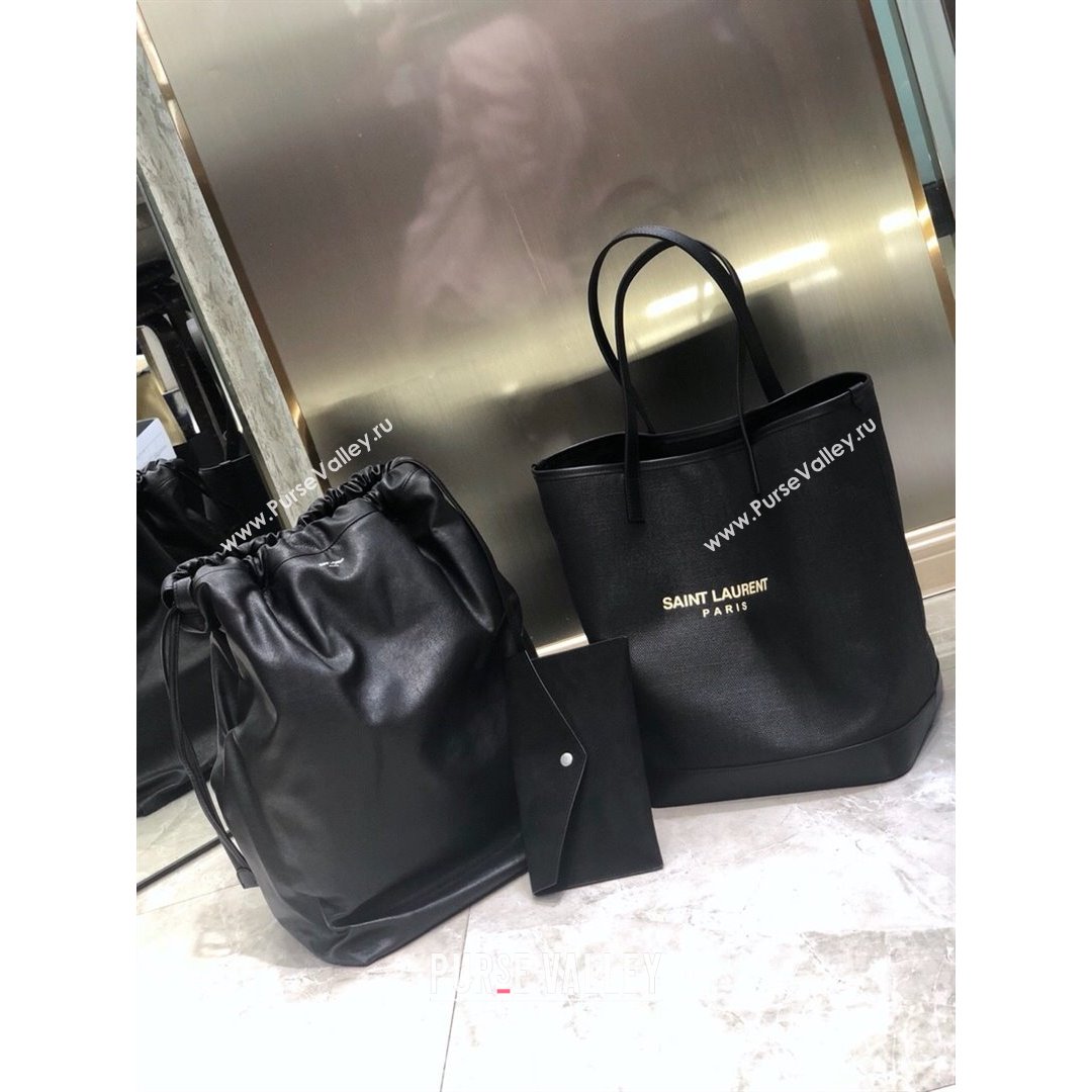 Saint Laurent Teddy Linen Cotton Bucket Bag Black 2021 8805 (YIDA-21091021)