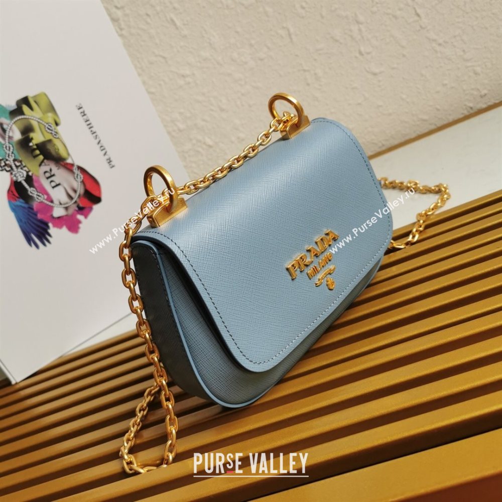 Prada Saffiano Leather Shoulder Bag 1BD275 Light Blue 2020 (YZ-21031915)