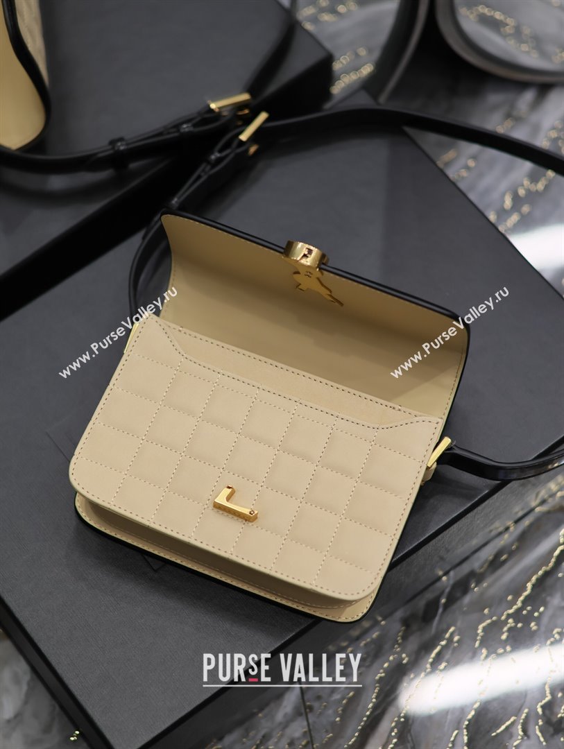 Saint Laurent Solferino Small Bag in Quilted Suede and Brushed Leather 634306 Beige 2024 (MHUI-241535)