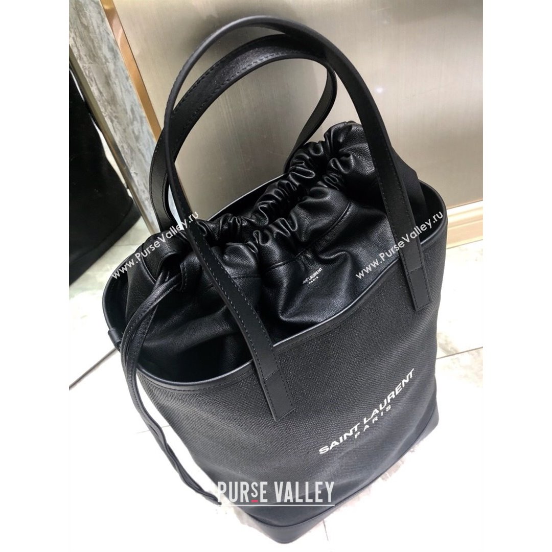 Saint Laurent Teddy Linen Cotton Bucket Bag Black 2021 8805 (YIDA-21091021)