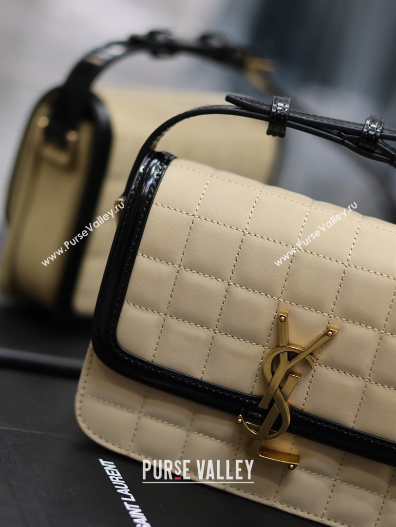 Saint Laurent Solferino Small Bag in Quilted Suede and Brushed Leather 634306 Beige 2024 (MHUI-241535)