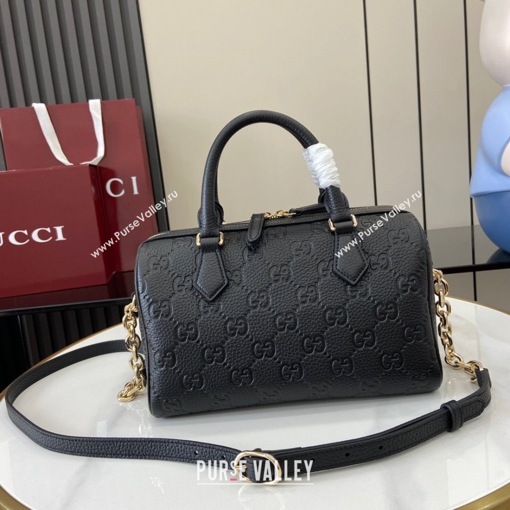 Gucci GG Emblem Small Top Handle Bag 815255 Black 2024 (XLU-24093001)