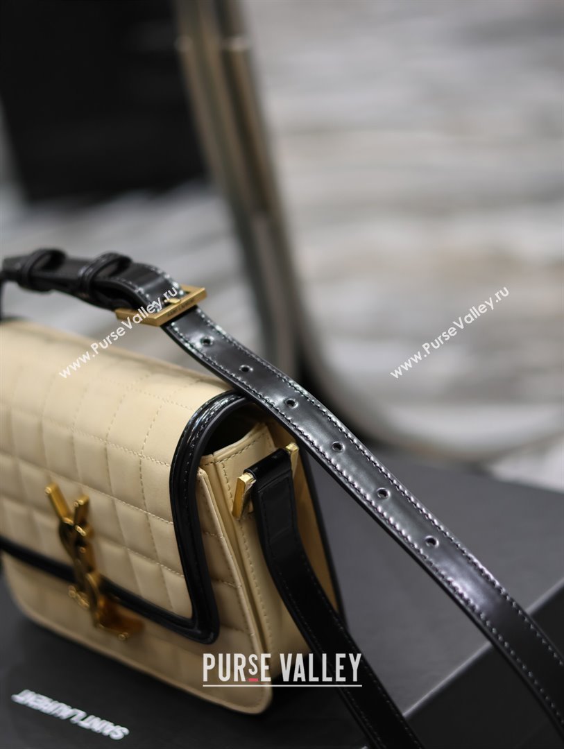 Saint Laurent Solferino Small Bag in Quilted Suede and Brushed Leather 634306 Beige 2024 (MHUI-241535)