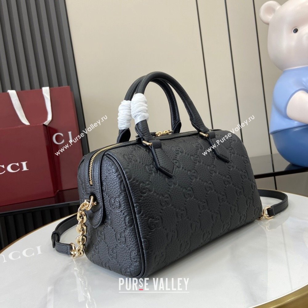 Gucci GG Emblem Small Top Handle Bag 815255 Black 2024 (XLU-24093001)