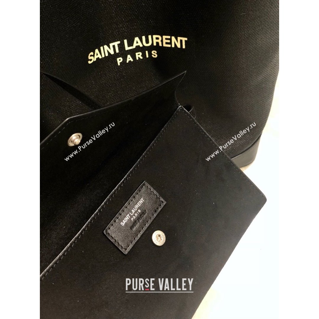 Saint Laurent Teddy Linen Cotton Bucket Bag Black 2021 8805 (YIDA-21091021)