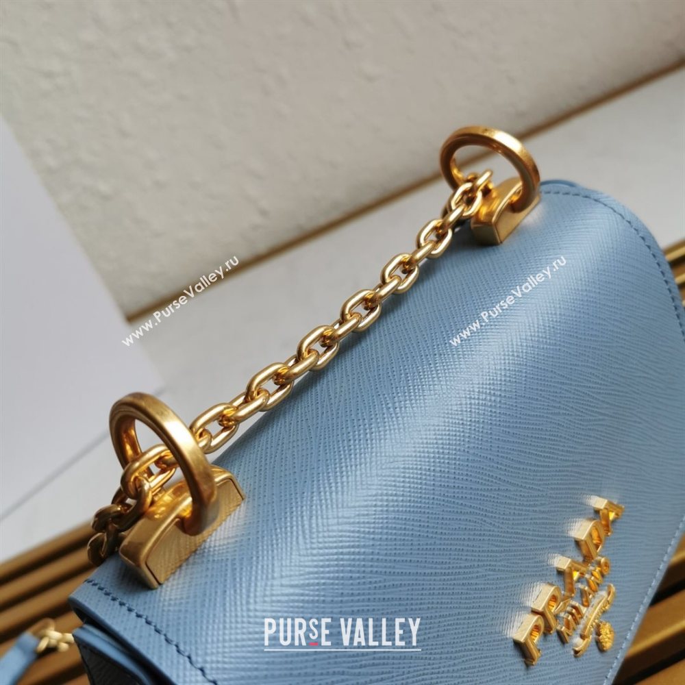 Prada Saffiano Leather Shoulder Bag 1BD275 Light Blue 2020 (YZ-21031915)