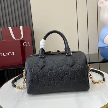 Gucci GG Emblem Small Top Handle Bag 815255 Black 2024 (XLU-24093001)