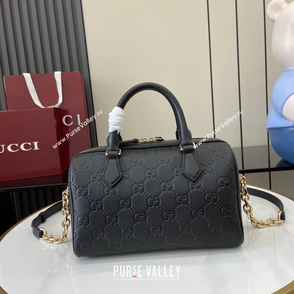 Gucci GG Emblem Small Top Handle Bag 815255 Black 2024 (XLU-24093001)