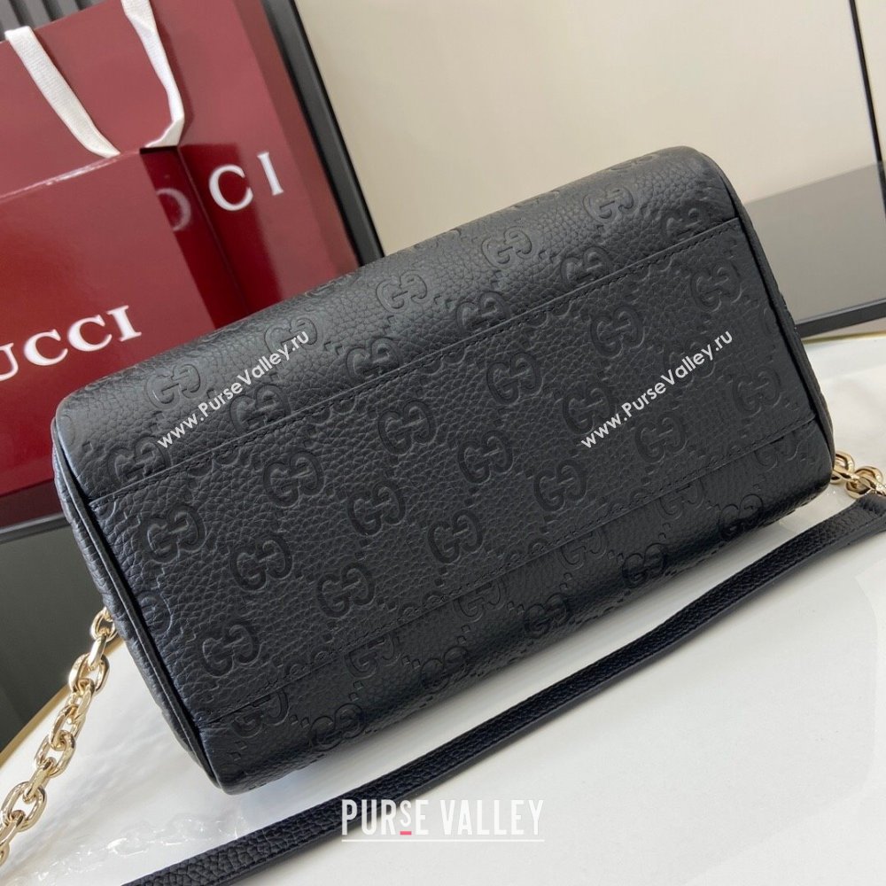 Gucci GG Emblem Small Top Handle Bag 815255 Black 2024 (XLU-24093001)