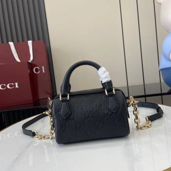 Gucci GG Emblem Supper Mini Top Handle Bag 815256 Black 2024 (XLU-24093002)