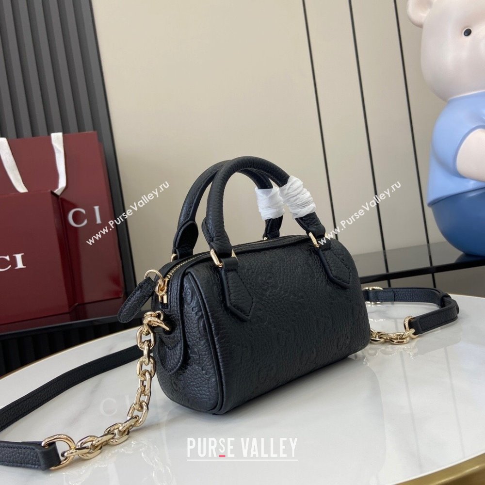 Gucci GG Emblem Supper Mini Top Handle Bag 815256 Black 2024 (XLU-24093002)