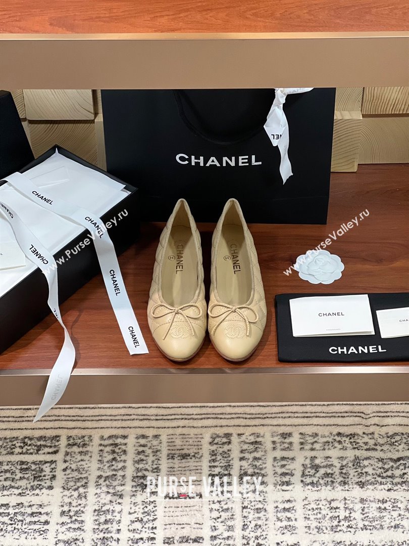 Chanel Quilted Lambskin Classic Ballerinas Apricot 2024 (KL-24120307)